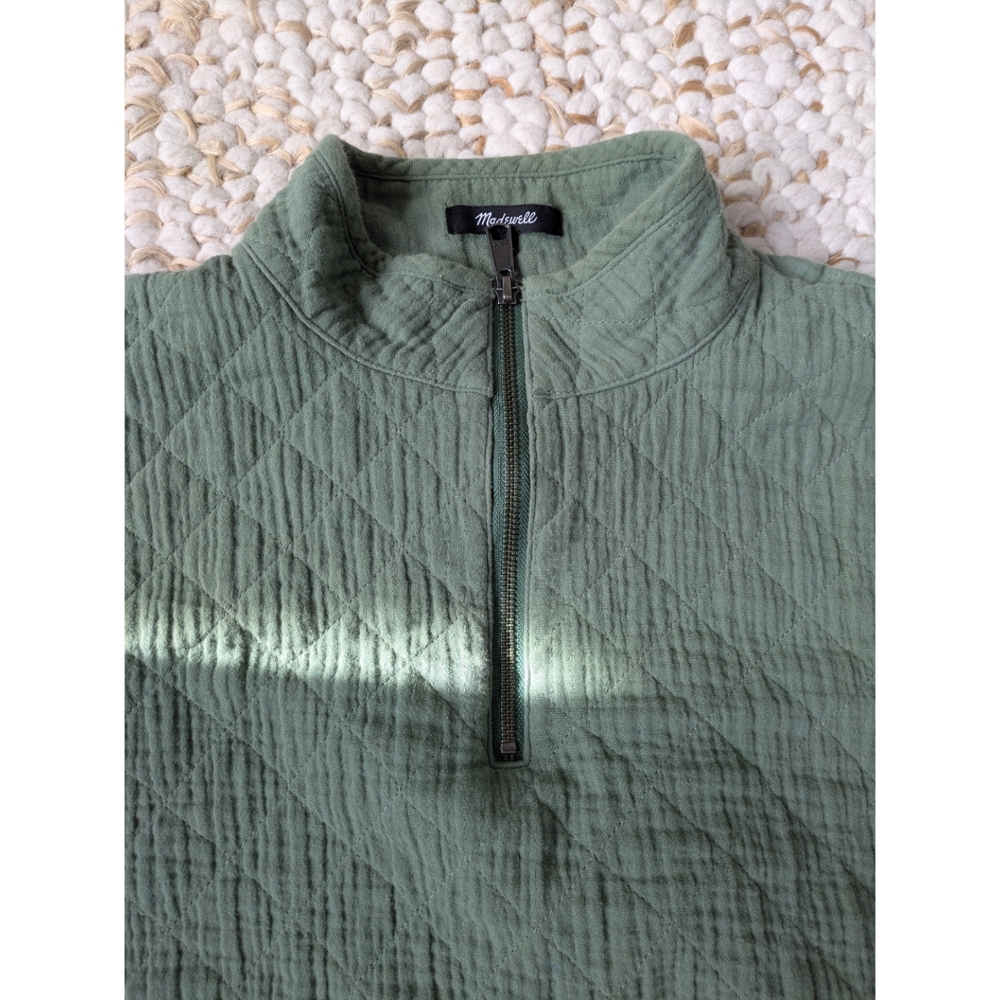 Madewell Olive Green Quilted Half-zip Top - Picture 14 of 14